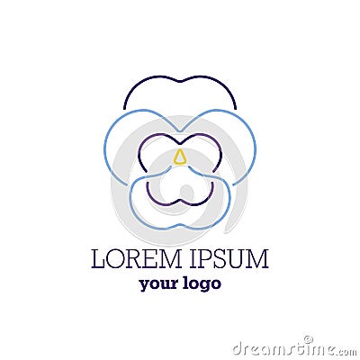 Thin line pansy logo. Heartsease sign Vector Illustration