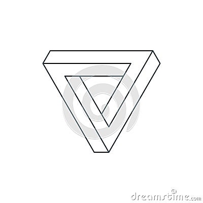 Thin line penrose triangle or impossible triangle Vector Illustration