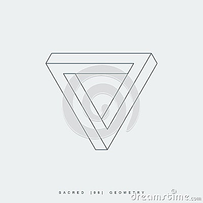 Thin line penrose triangle, sacred geometry Vector Illustration