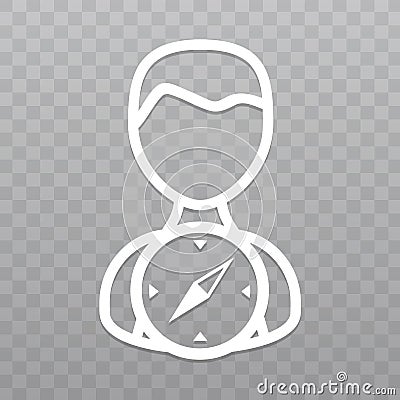 Thin line People with Compass icon. Find direction on transparent background. Vector Illustration