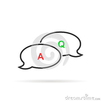 Thin line question answer bubble like quiz Vector Illustration
