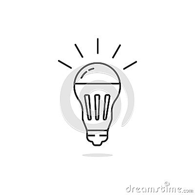 Thin line simple black led bulb Vector Illustration