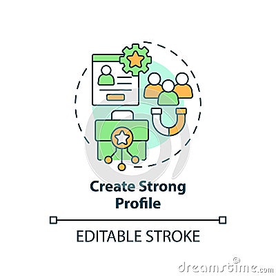 Thin line simple colorful create strong profile icon concept Vector Illustration