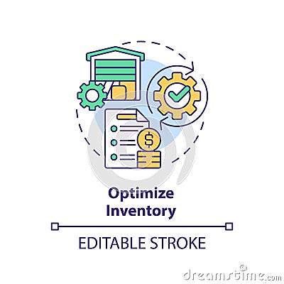 Thin line simple colorful optimize inventory icon concept Cartoon Illustration