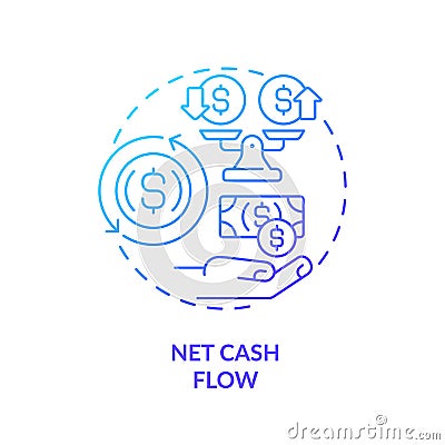 Thin line simple gradient net cash flow icon concept Vector Illustration