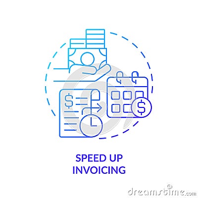Thin line simple gradient speed up invoicing icon concept Vector Illustration
