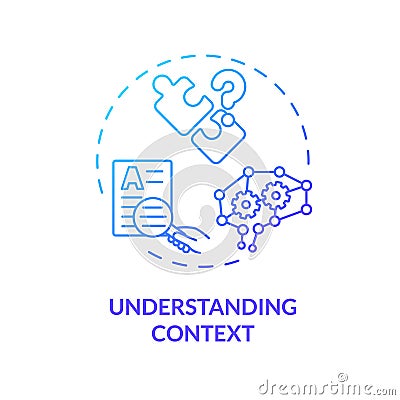 Thin line simple gradient understanding context icon concept Cartoon Illustration