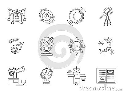 Thin line style astronomy icons Stock Photo
