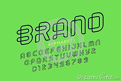 Thin line style font Vector Illustration