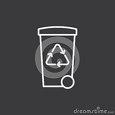 Line trash bin with recycle sign on dark background Stock Photo