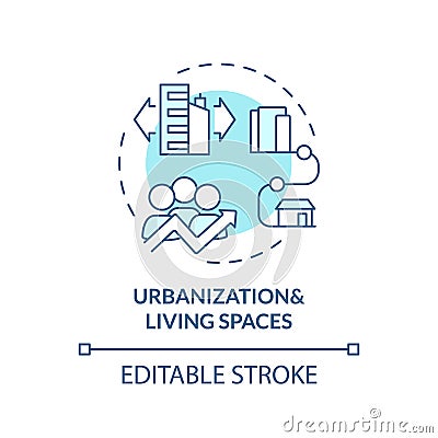 Thin line urbanization and living spaces icon concept Vector Illustration