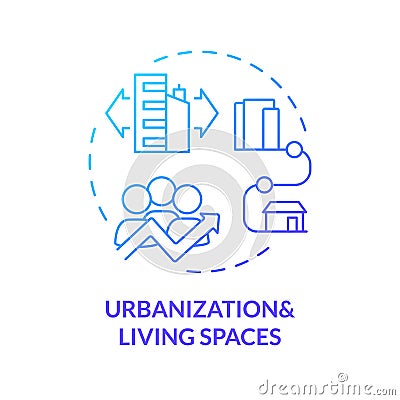 Thin line urbanization and living spaces icon concept Vector Illustration