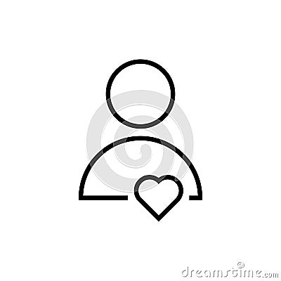 Thin line user icon with heart Vector Illustration