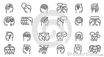 Thin line vector brainstorming business icon set. Vector Illustration