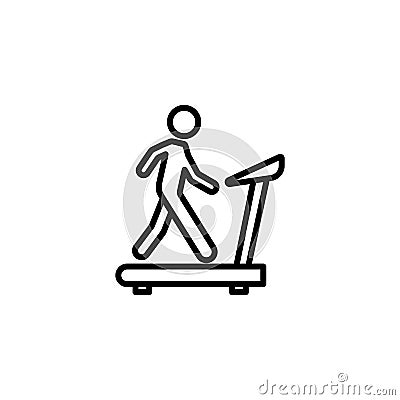 Thin line walking on treadmill icon on white Stock Photo