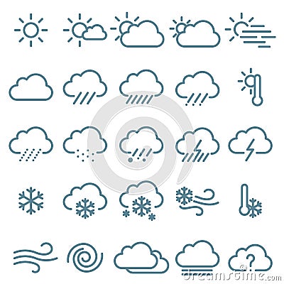 Thin line weather icon set. Vector Illustration