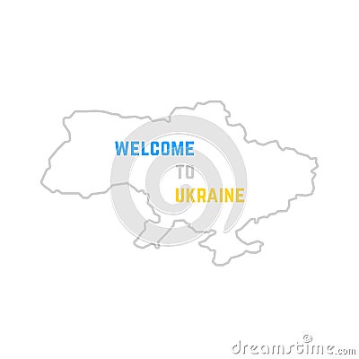Thin line welcome to ukraine map Vector Illustration