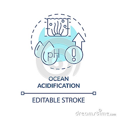 Thin linear blue icon ocean acidification concept Vector Illustration