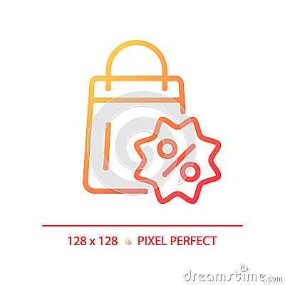 Thin linear gradient shopping percentage discount icon Vector Illustration