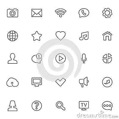 Thin lines web icons set - Contact and communication Vector Illustration
