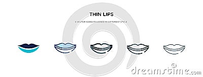 Thin lips icon in different style vector illustration. two colored and black thin lips vector icons designed in filled, outline, Vector Illustration