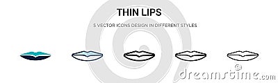 Thin lips icon in filled, thin line, outline and stroke style. Vector illustration of two colored and black thin lips vector icons Vector Illustration