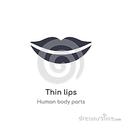 thin lips outline icon. isolated line vector illustration from human body parts collection. editable thin stroke thin lips icon on Vector Illustration