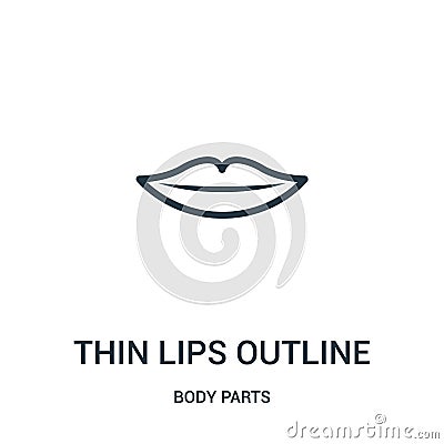 thin lips outline icon vector from body parts collection. Thin line thin lips outline outline icon vector illustration Vector Illustration