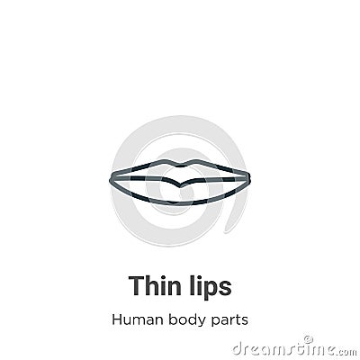 Thin lips outline vector icon. Thin line black thin lips icon, flat vector simple element illustration from editable human body Vector Illustration