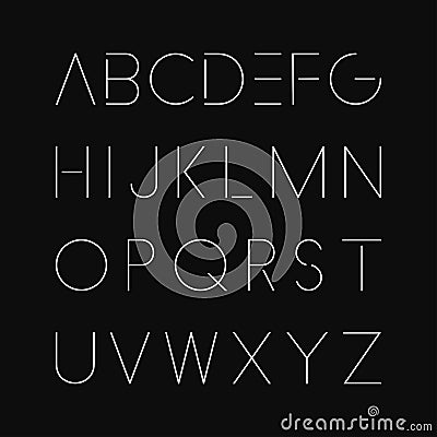 Thin minimalistic font. Elegant english alphabet. Vector Illustration