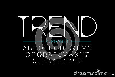 Thin modern style font Vector Illustration