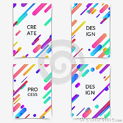 Thin modern trendy colorful halftone gradient neon line poster Vector Illustration