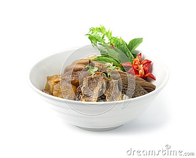 Thin Noodles with Braised Stewed Mix Beef Stock Photo