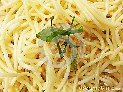 Thin noodles parsley decoration Stock Photo