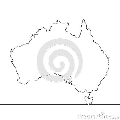Australia outline country border Cartoon Illustration