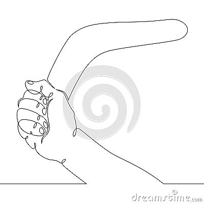Hand holds an old australian boomerang Cartoon Illustration
