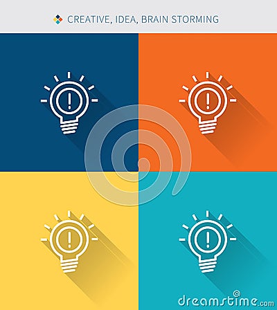 Thin thin line icons set of creative idea & brainstorming , modern simple style Stock Photo