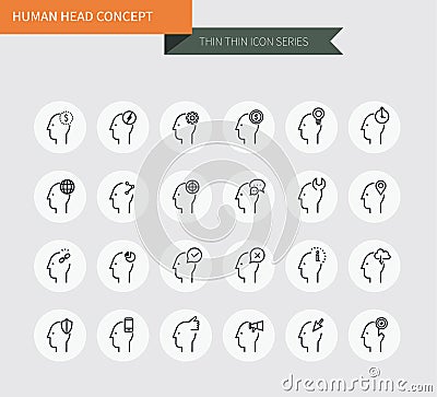 Thin thin line icons set of creative idea & brainstorming , modern simple style Stock Photo