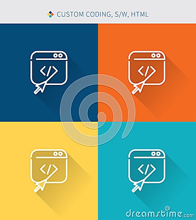 Thin thin line icons set of custom coding and software , modern simple style Stock Photo