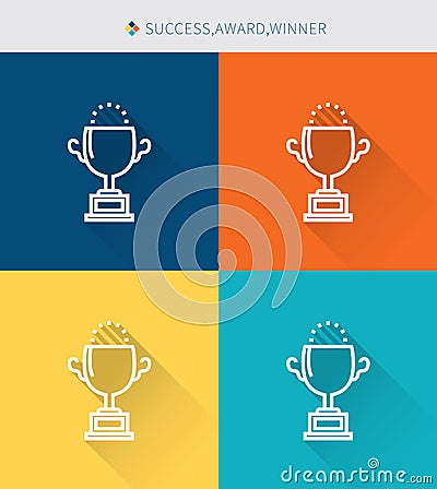 Thin thin line icons set of success and award, modern simple style Stock Photo