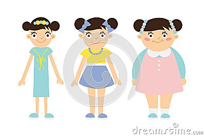 From thin to fat kid. Vector Illustration