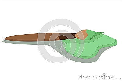 thin watercolor brush in green paint Vector Illustration
