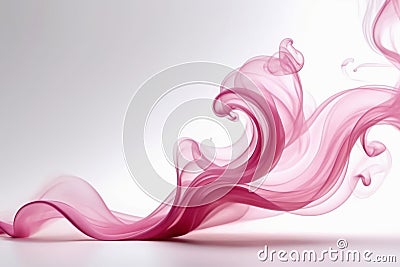 A thin wisp of pink color smoke isolated on white background abstract art Stock Photo