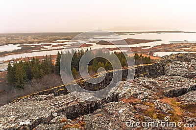 Thingvellir national park goden circle in Iceland in autumn Stock Photo