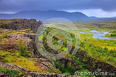 Thingvellir National Park rift valley Stock Photo