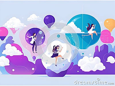 smart woman thinking with big bubble Stock Photo