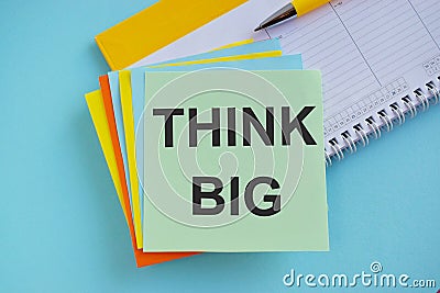Think big motivational concept. On a light blue background.Symbol of creativity, visions, ideas, inspiration and motivation Stock Photo