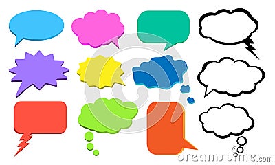 Think bubble, colorful cloud of thoughts, vector set. Vector Illustration