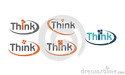 Think Communication Apps Technology Word Set Vector Illustration