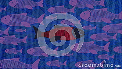 Think different. Brave fish dare to swim against the stream Stock Photo